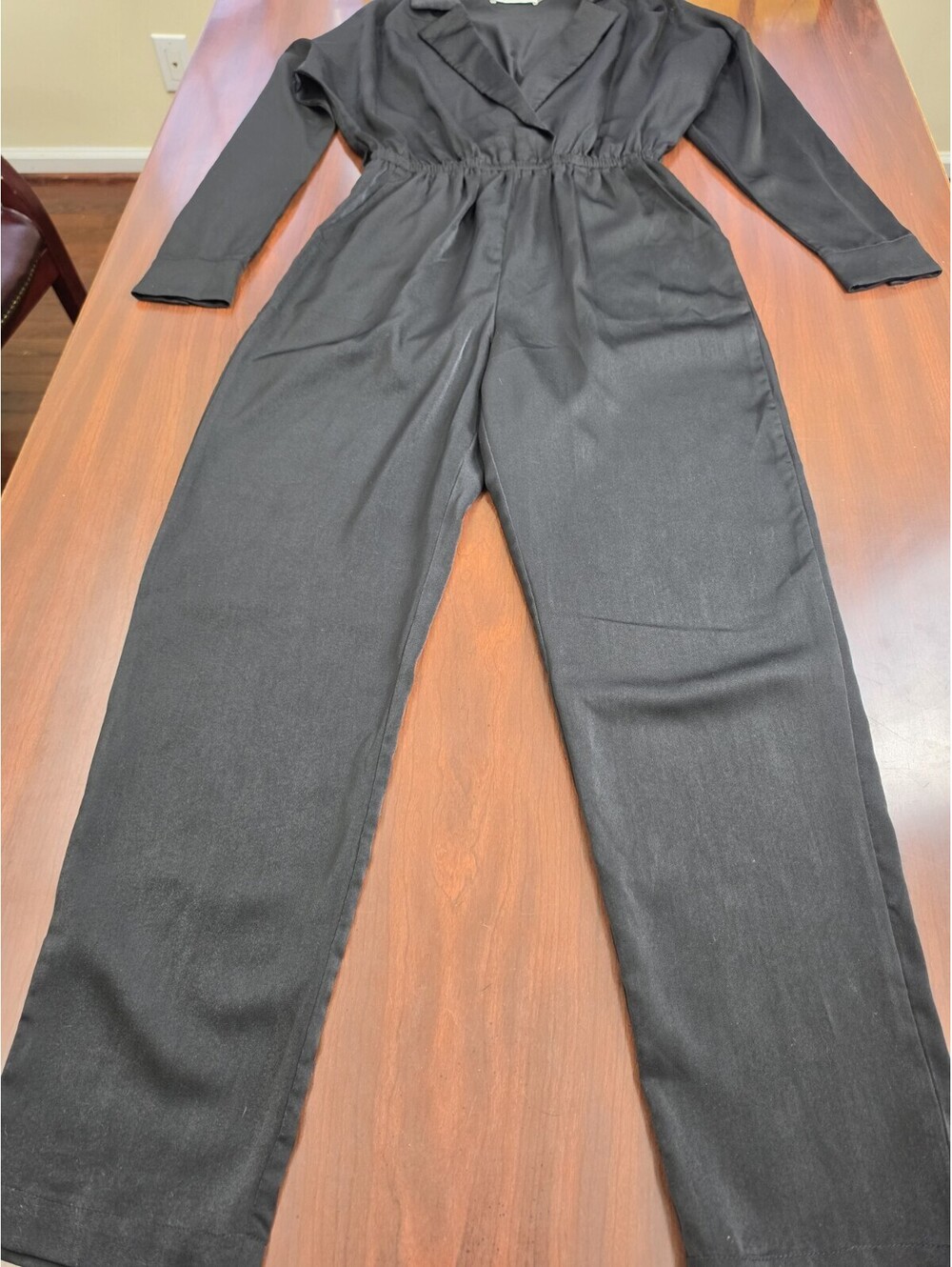 Mustard See Jumpsuit Small Black Blazer Style Long Sleeve Elastic Waist Chic